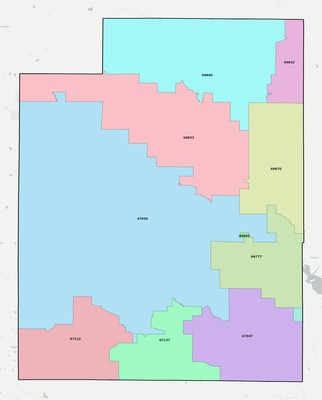 Greenwood County KS ZIP code boundaries map