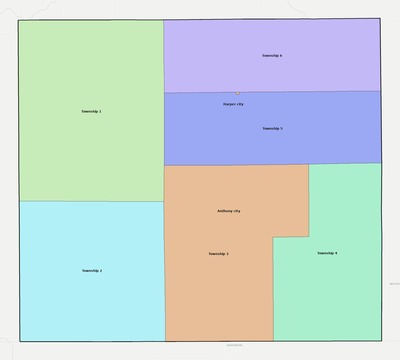 Harper County KS townships and subdivisions map