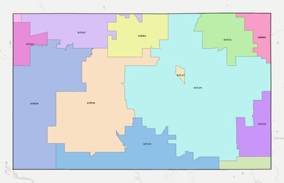 Harvey County KS ZIP code boundaries map