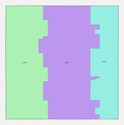Haskell County KS ZIP code boundaries map