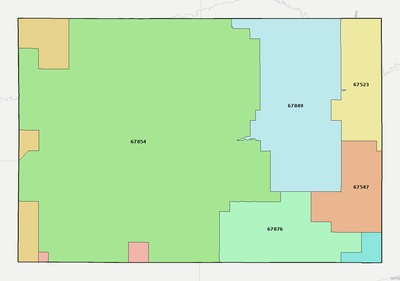 Hodgeman County KS ZIP code boundaries map