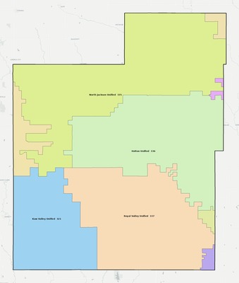 Jackson County KS school district boundaries map