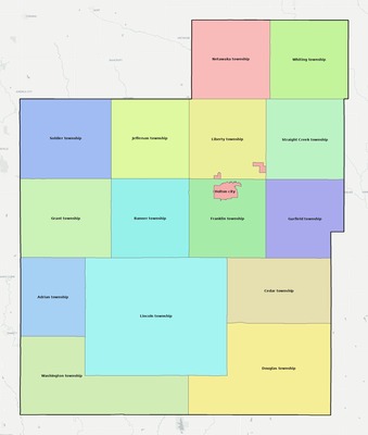 Jackson County KS townships and subdivisions map