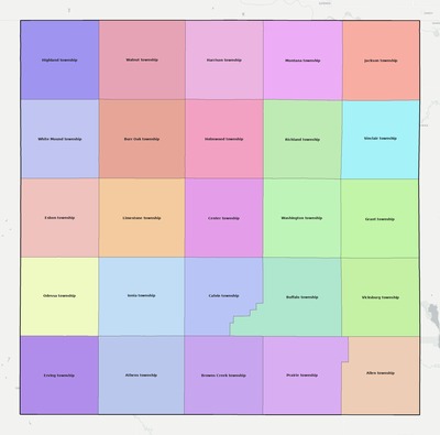 Jewell County KS townships and subdivisions map