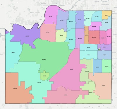 Johnson County KS ZIP code map preview