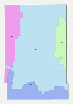 Kearny County KS ZIP code boundaries map