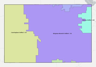 Kingman County KS school district boundaries map