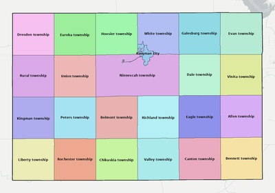 Kingman County KS townships and subdivisions map
