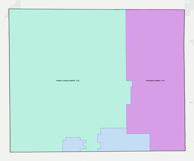 Kiowa County KS school district boundaries map