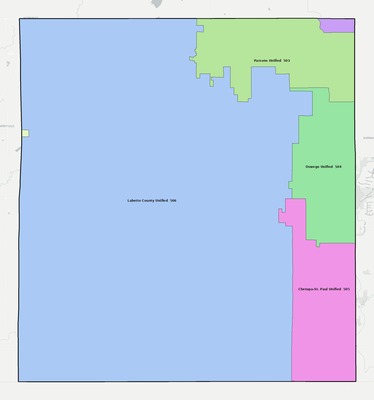 Labette County KS school district boundaries map