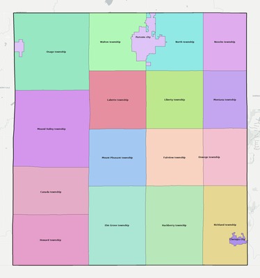 Labette County KS townships and subdivisions map
