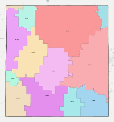 Labette County KS ZIP code boundaries map