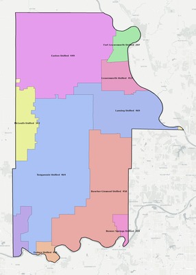 Leavenworth County KS school district boundaries map