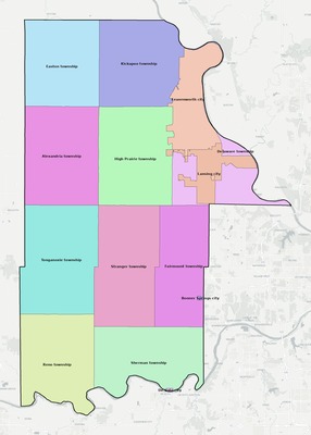Leavenworth County KS townships and subdivisions map