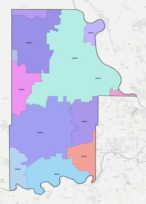 Leavenworth County KS ZIP code boundaries map
