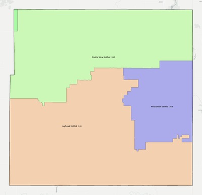 Linn County KS school district boundaries map