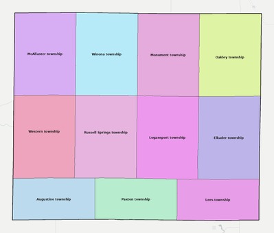 Logan County KS townships and subdivisions map