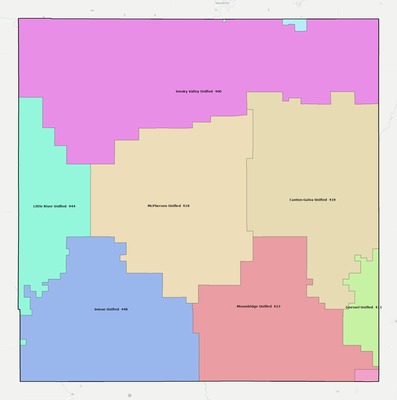 McPherson County KS school district boundaries map