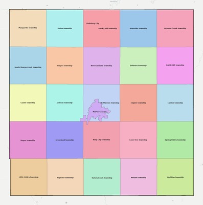 McPherson County KS townships and subdivisions map