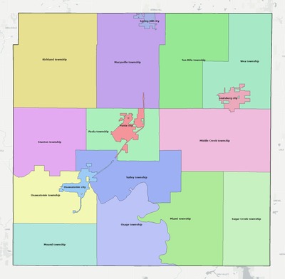 Miami County KS townships and subdivisions map