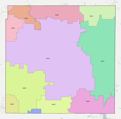 Miami County KS ZIP code boundaries map