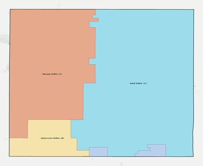 Mitchell County KS school district boundaries map