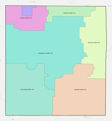 Montgomery County KS school district boundaries map