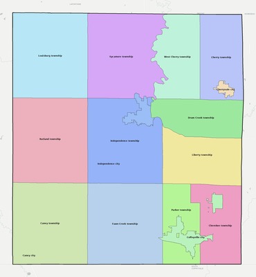 Montgomery County KS townships and subdivisions map