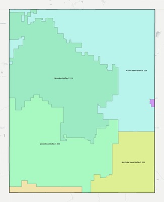 Nemaha County KS school district boundaries map