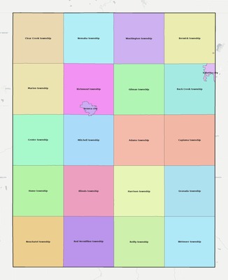 Nemaha County KS townships and subdivisions map