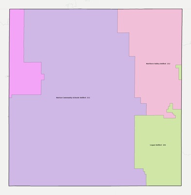 Norton County KS school district boundaries map