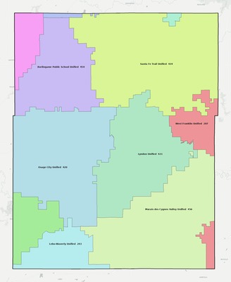 Osage County KS school district boundaries map