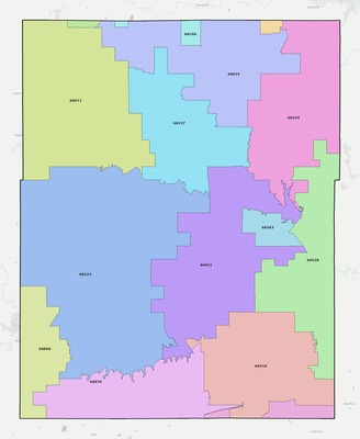 Osage County KS ZIP code boundaries map