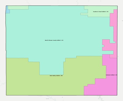 Ottawa County KS school district boundaries map
