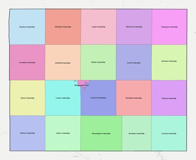 Ottawa County KS townships and subdivisions map