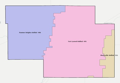 Pawnee County KS school district boundaries map