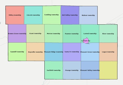 Pawnee County KS townships and subdivisions map