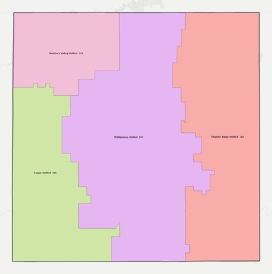 Phillips County KS school district boundaries map