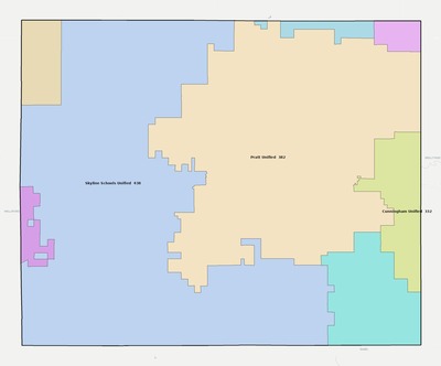 Pratt County KS school district boundaries map