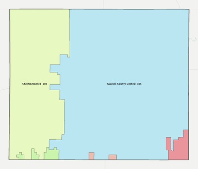 Rawlins County KS school district boundaries map