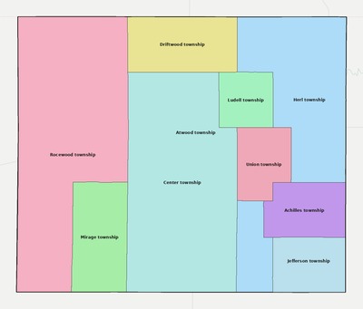 Rawlins County KS townships and subdivisions map