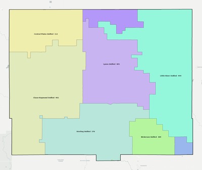 Rice County KS school district boundaries map