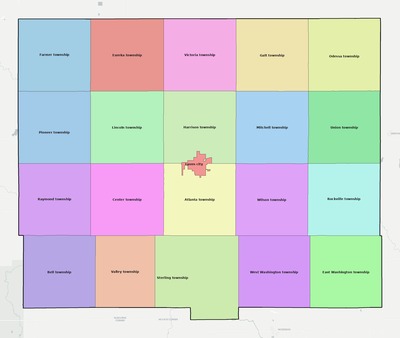 Rice County KS townships and subdivisions map