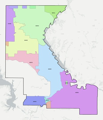 Riley County KS ZIP code boundaries map