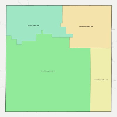 Russell County KS school district boundaries map