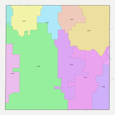 Russell County KS ZIP code boundaries map