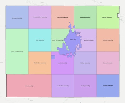 Saline County KS townships and subdivisions map