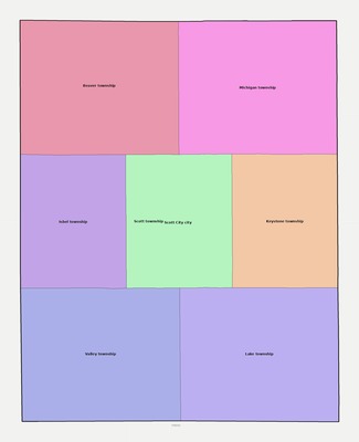 Scott County KS townships and subdivisions map