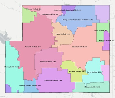 Sedgwick County KS school district boundaries map