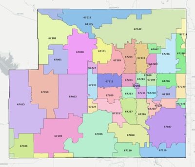 Sedgwick County KS ZIP code map preview